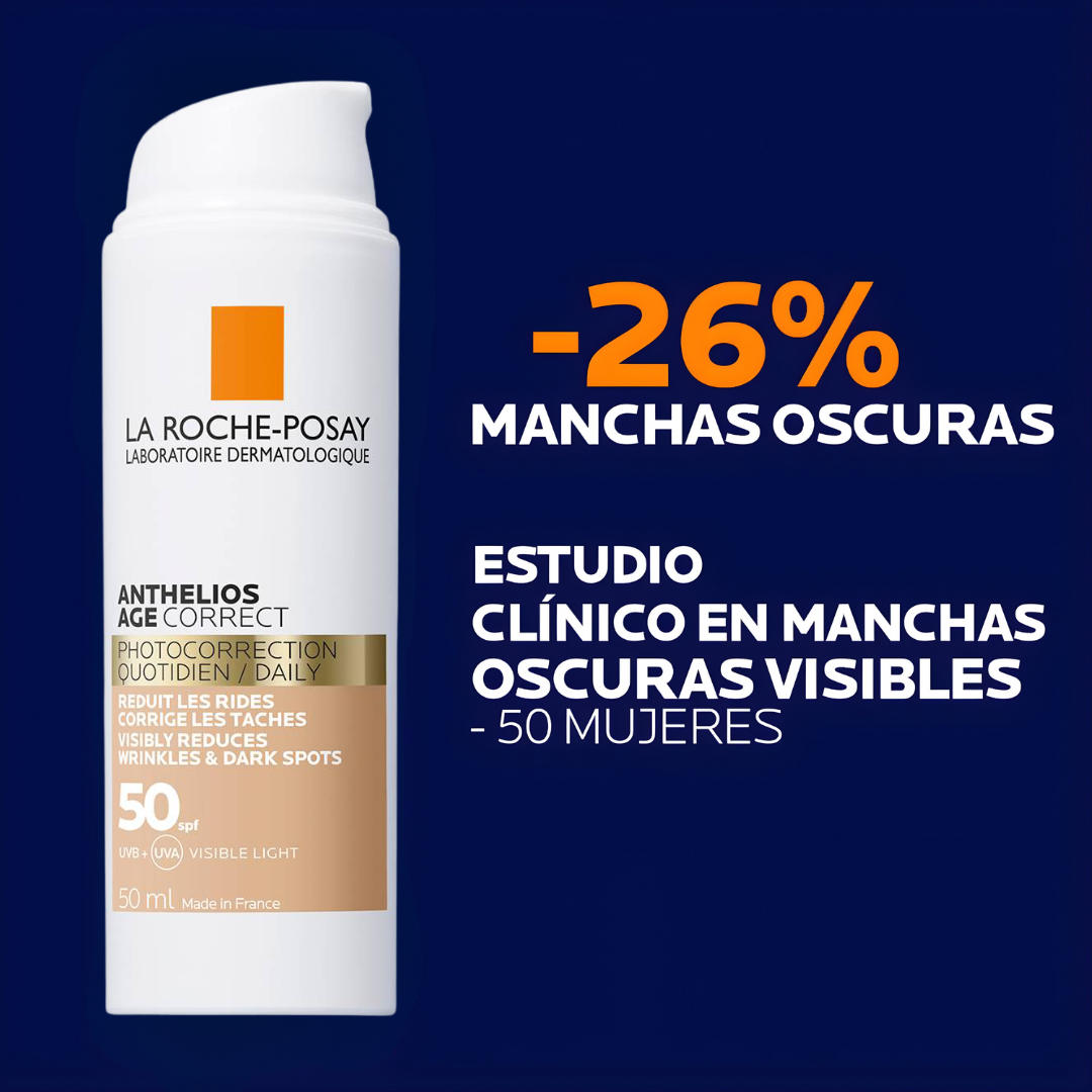 Anthelios Age Correct con Color 50 SPF La Roche-Posay unifica el tono con cobertura ligera.