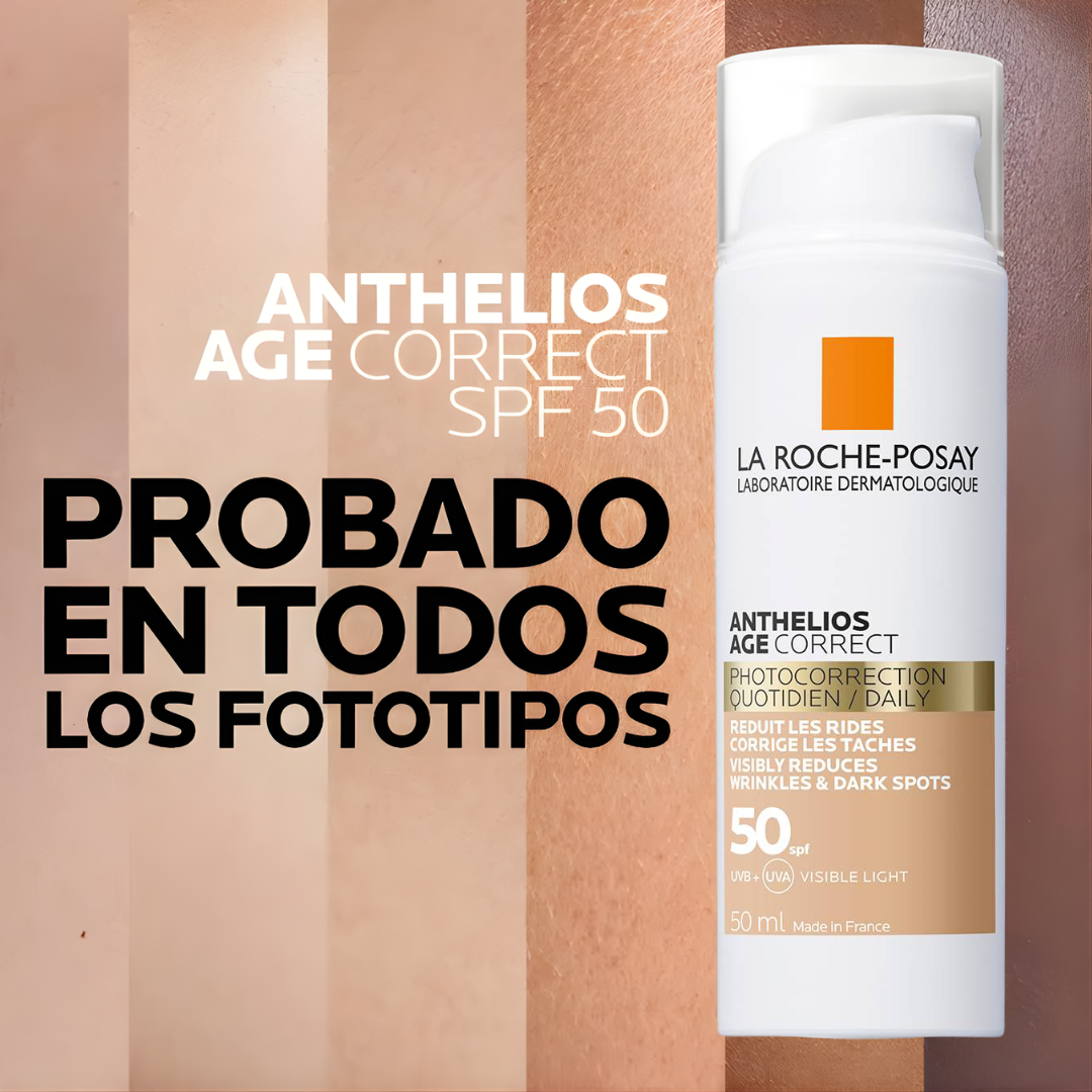 Anthelios Age Correct con Color 50 SPF La Roche-Posay deja la piel tersa y protegida todo el día.