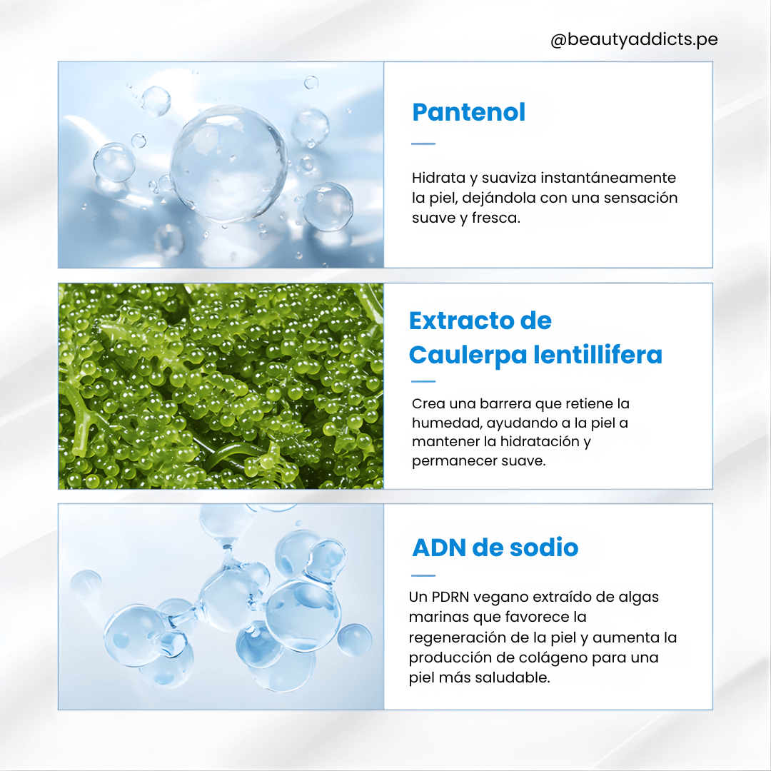 Aqua Glowing Sunscreen Dr. Althea con pantenol para calmar y suavizar la piel.