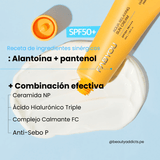 Fabyou Aqua Relaxing Sun Cream SPF50 con alantoína y pantenol para eliminar sebo.