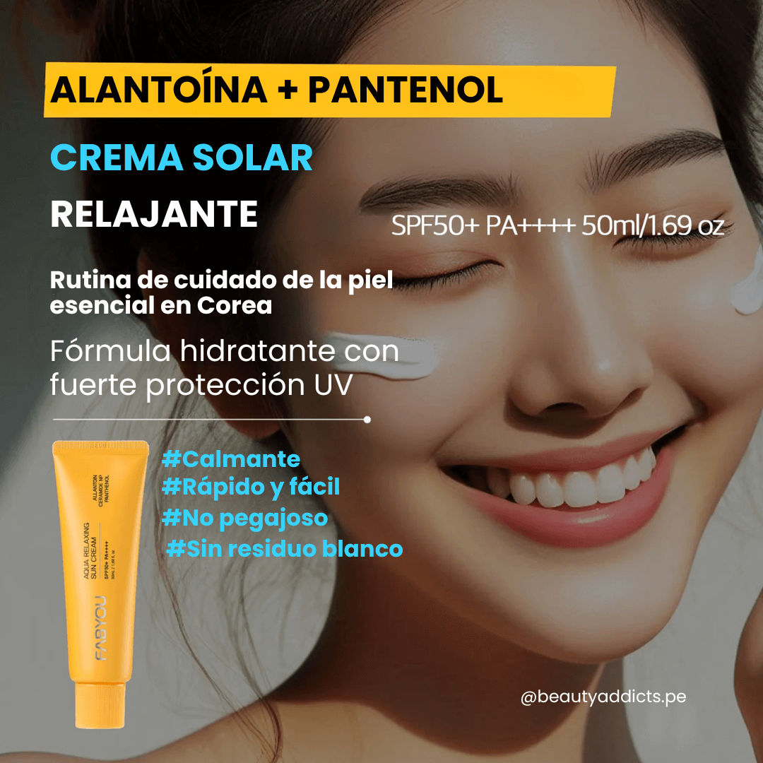 Fabyou Aqua Relaxing Sun Cream SPF50 que protege y calma la piel.