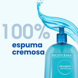 Atoderm Gel Douche Bioderma limpia sin resecar y mantiene la barrera cutánea protegida.