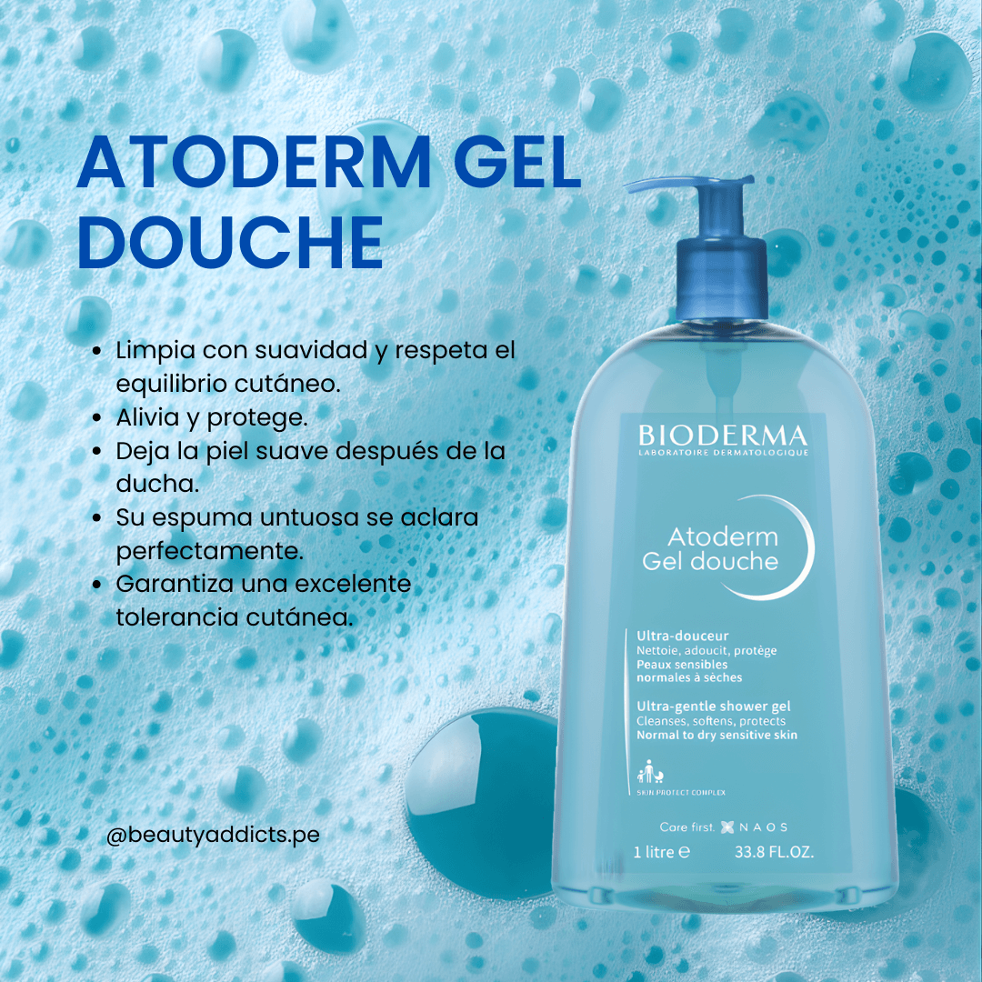 Atoderm Gel Douche Bioderma elimina impurezas con suavidad y aporta hidratación duradera.