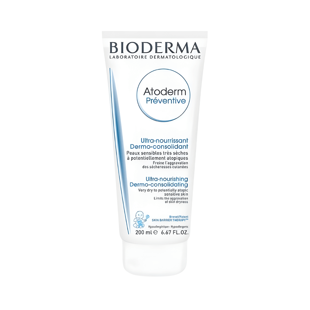 Atoderm Preventive Bioderma previene la sequedad y mantiene la piel suave y elástica.