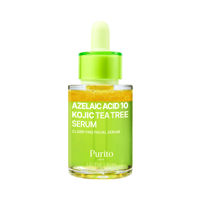 Azelaic Acid 10 Kojic Azulene Serum Purito SEOUL reduce manchas y mejora la uniformidad del tono.