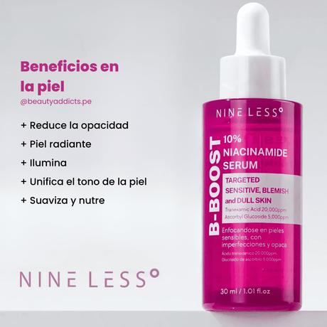 B-Boost 10% Niacinamide Serum que ilumina y refuerza la barrera cutánea.
