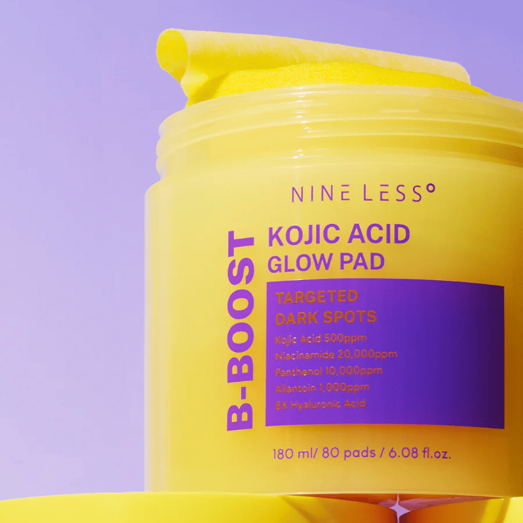 B-Boost Kojic Acid Glow Pad con 6X ácido hialurónico que hidrata en profundidad y calma la piel.