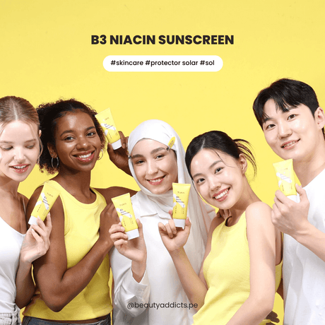 B3 Niacin Sunscreen con su uso diario contribuye a una piel más uniforme y radiante.