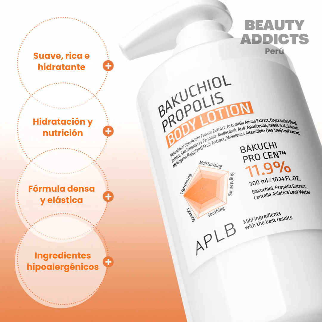 Loción hidratante enriquecida con propóleo que ayuda a calmar la piel y reforzar su barrera protectora natural.