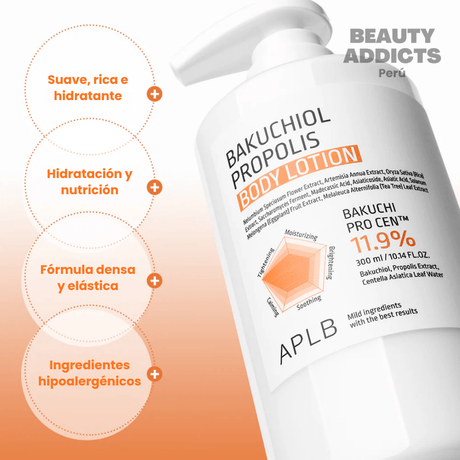 Loción hidratante enriquecida con propóleo que ayuda a calmar la piel y reforzar su barrera protectora natural.