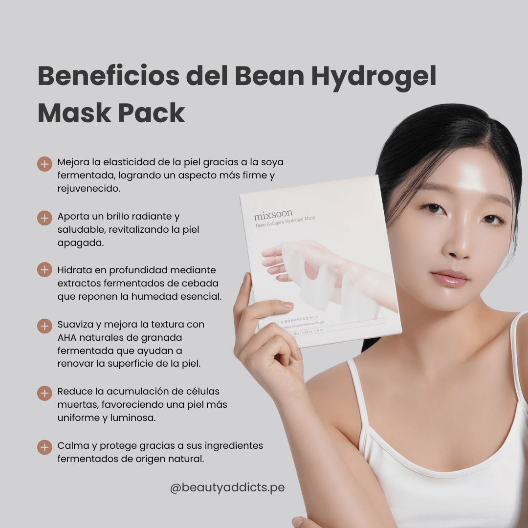 Mascarilla hidrogel Mixsoon que mejora la elasticidad y barrera cutánea.