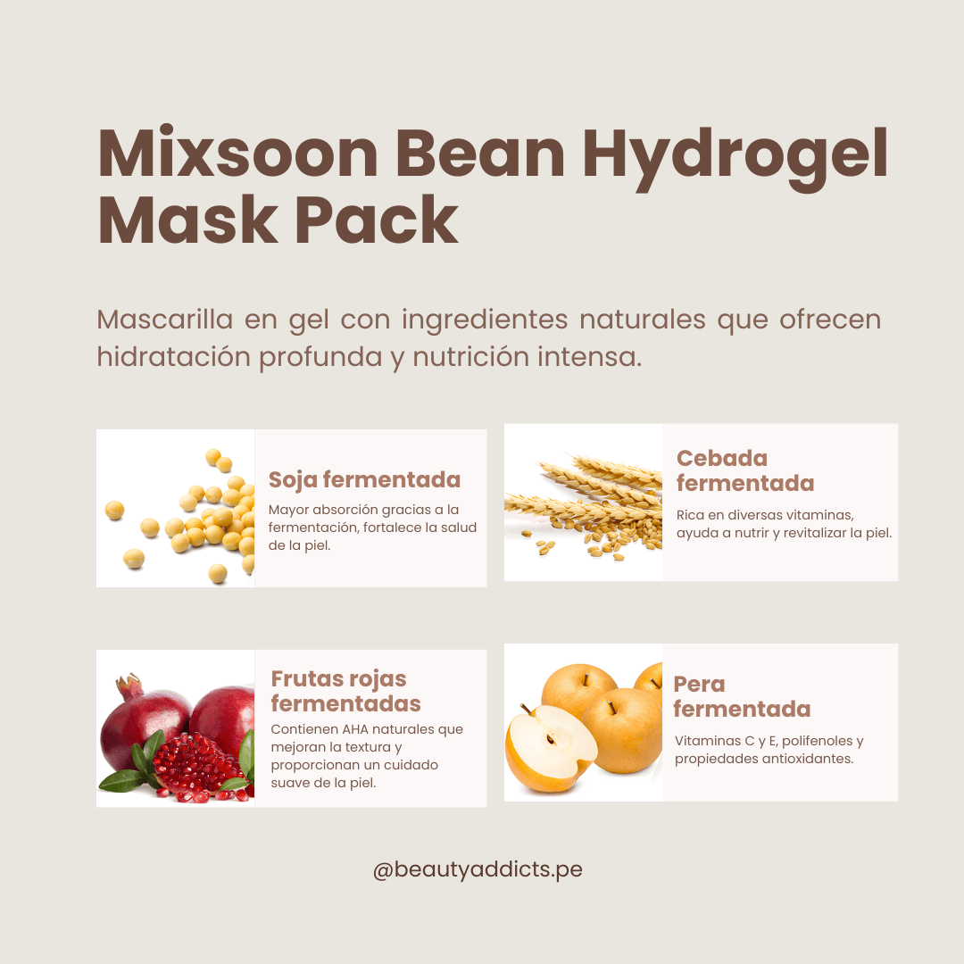 Mascarilla Mixsoon con fórmula en gel que mejora la absorción de nutrientes.