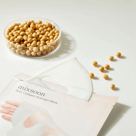 Mascarilla hidrogel Mixsoon con extracto de frijol para iluminar y suavizar rostro.