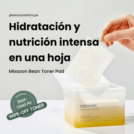 Producto Bean Toner Pad de Mixsoon, tónico en formato pad con ingredientes fermentados.