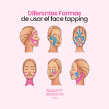 Cinta facial adhesiva con efecto lifting temporal para estilizar el rostro