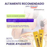 Beauty Secret Kombucha Lemon Lime Boto favorece la absorción de nutrientes y bienestar digestivo.