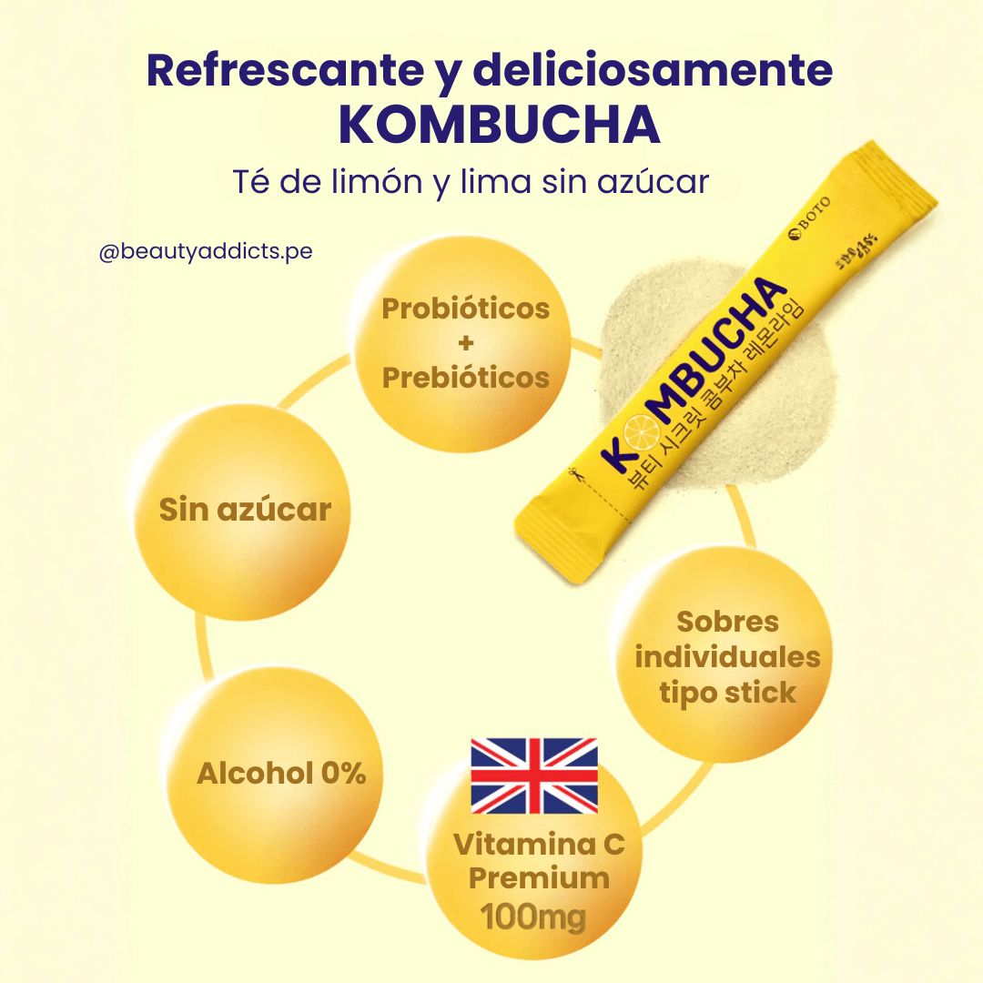 Beauty Secret Kombucha Lemon Lime Boto combina probióticos y antioxidantes naturales.