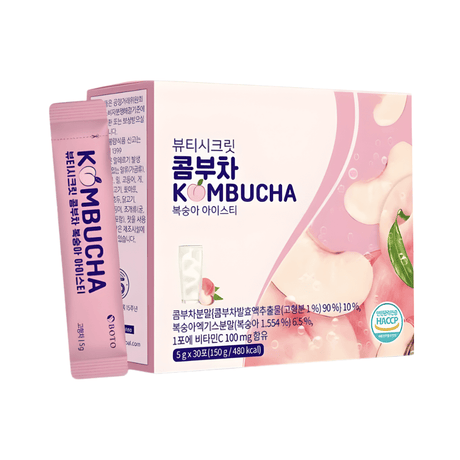 Beauty Secret Kombucha Peach Ice Tea Boto aporta energía ligera y sensación revitalizante.