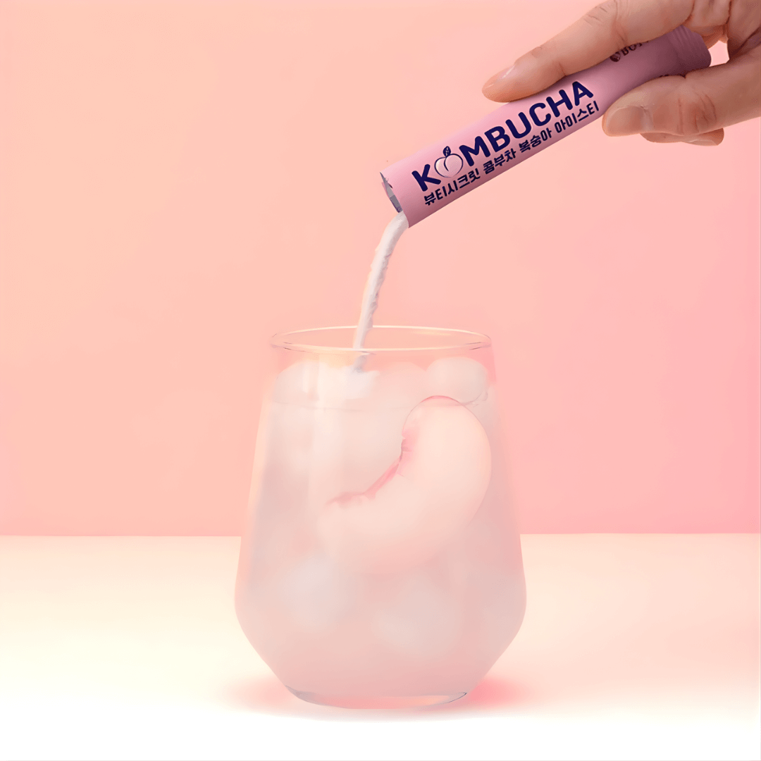 Beauty Secret Kombucha Peach Ice Tea Boto favorece la absorción de nutrientes y bienestar digestivo.