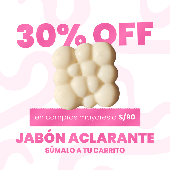 Jabón natural aclarante en todos tus pedidos mayores a s/.90 de skincare en Beauty Addicts Perú. 
