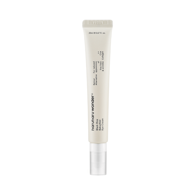 Black Rice Bakuchiol Eye Cream que mejora elasticidad y firmeza con ingredientes naturales y veganos.