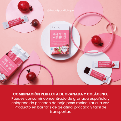Boto Beauty Secret Collagen con granada para piel luminosa y saludable.