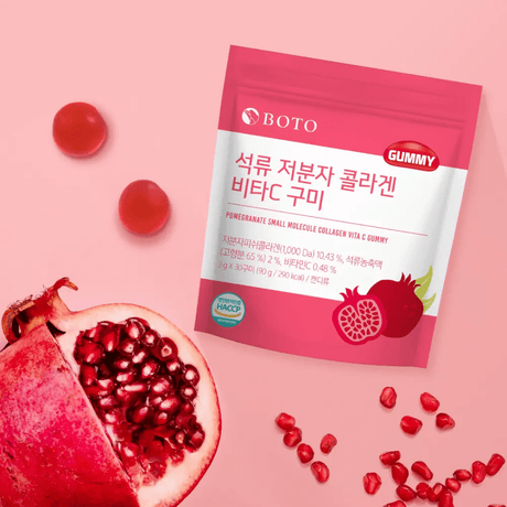 Boto Pomegranate Collagen Gummies para firmeza y antioxidantes.