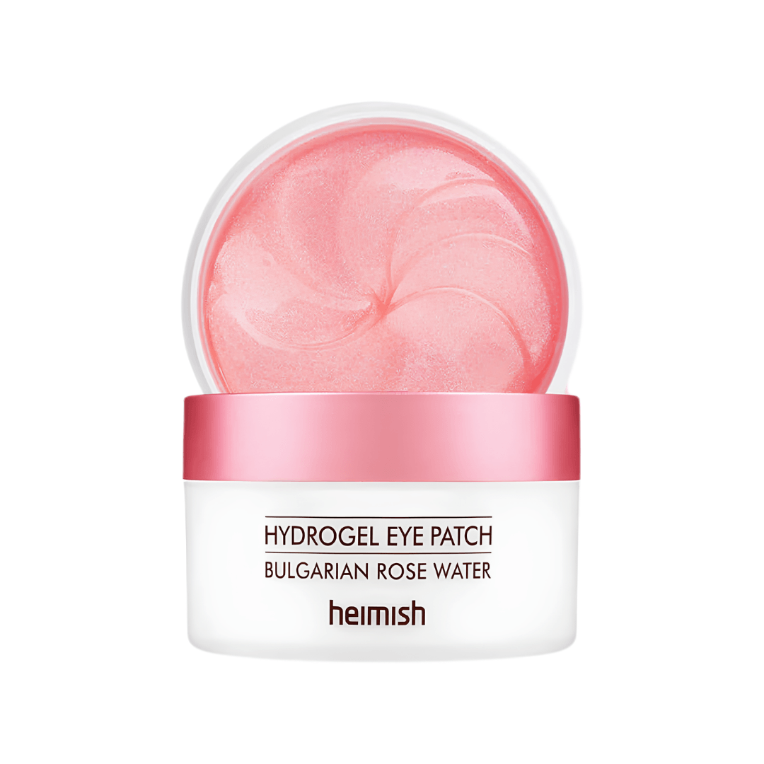 Parches hidrogel para ojos Heimish Bulgarian Rose Water con agua de rosa búlgara que hidratan profundamente y ayudan a reducir la apariencia de ojeras y bolsas.