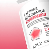 Body lotion formulada con cafeína revitalizante y niacinamida iluminadora para una piel más suave, firme y saludable.
