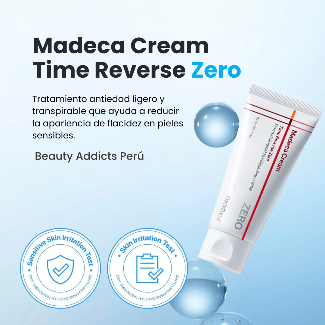 Madeca Cream Time Reverse Zero para suavizar líneas finas y mejorar textura.