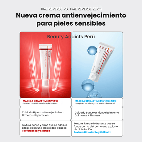 madeca cream time reverse y madeca cream time reverse zero. Tratamiento antiedad hidratante que aporta nutrición y luminosidad al rostro. 