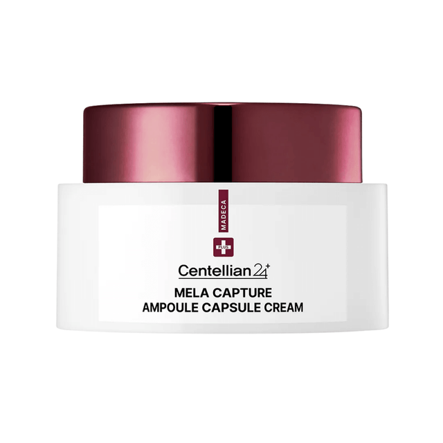 Crema en cápsulas Centellian24 Madeca Mela Capture con tecnología de ampoule encapsulada que ayuda a reducir manchas y unificar el tono de la piel.