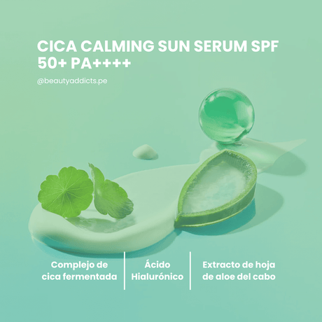Tocobo Cica Calming Sun Serum que protege e hidrata con centella asiática y ácido hialurónico. 