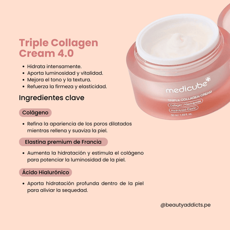 Crema Medicube Triple Collagen 4.0 con niacinamida y aceites nutritivos para firmeza y tono uniforme