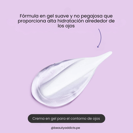 Tocobo Collagen Brigthening Eye Gel Cream con textura gel y efecto refrescante para reducir inflamación.