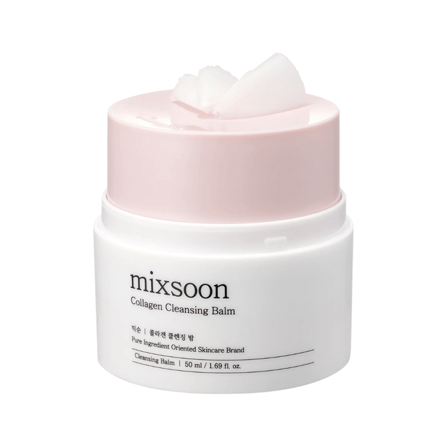 Bálsamo limpiador Mixsoon Collagen Cleansing Balm con colágeno que elimina maquillaje, protector solar e impurezas mientras ayuda a mantener la piel hidratada y suave.