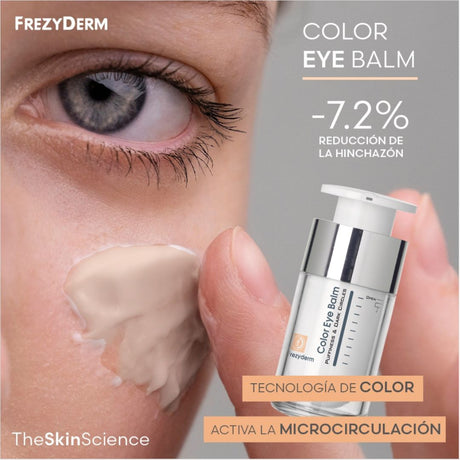 Contorno de ojos con color Frezyderm que atenúa ojeras y revitaliza la mirada.