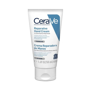 CeraVe Repair Hands Cream que restaura suavidad en manos ásperas.
