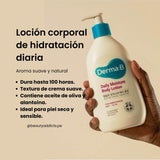 Derma:B Daily Moisture Body Lotion hidrata por hasta 100 horas con tecnología MLE. 