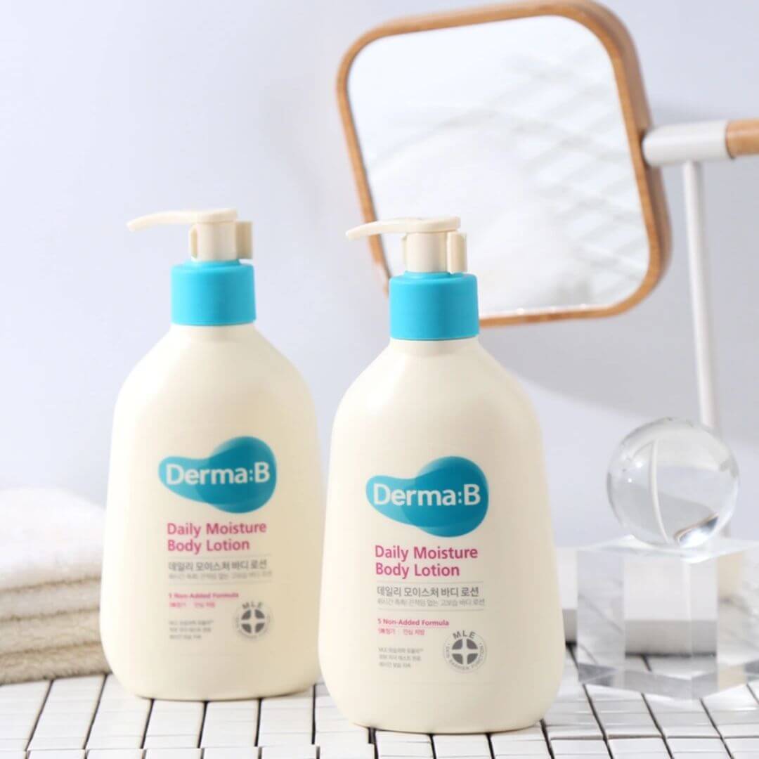 Derma:B Daily Moisture Body Lotion es hipoalergénica y adecuada para piel sensible. 