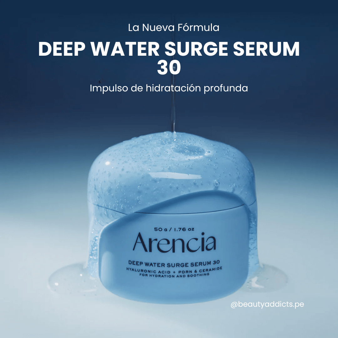 Deep Water Surge Serum 30 de Arencia revitaliza la piel apagada.