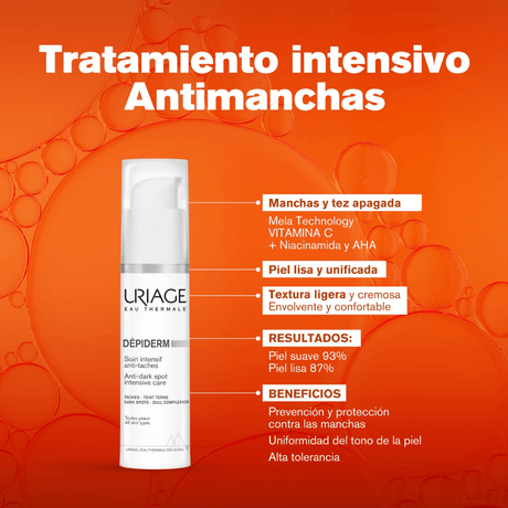 Depiderm tratamiento intensivo de Uriage para una piel más lisa e iluminada.