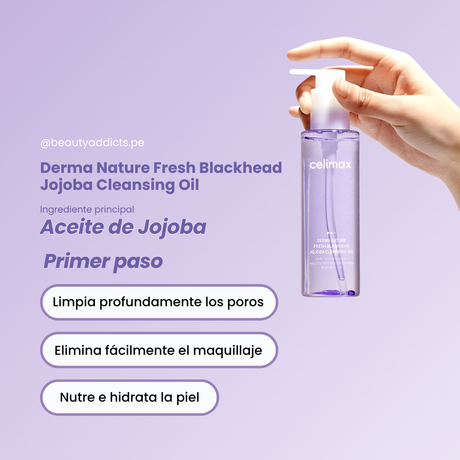 Aceite limpiador Celimax con jojoba que disuelve maquillaje, sebo y puntos negros sin dejar sensación grasa