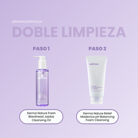 Pack de doble limpieza Celimax con aceite y espuma que purifican los poros y respetan la barrera cutánea