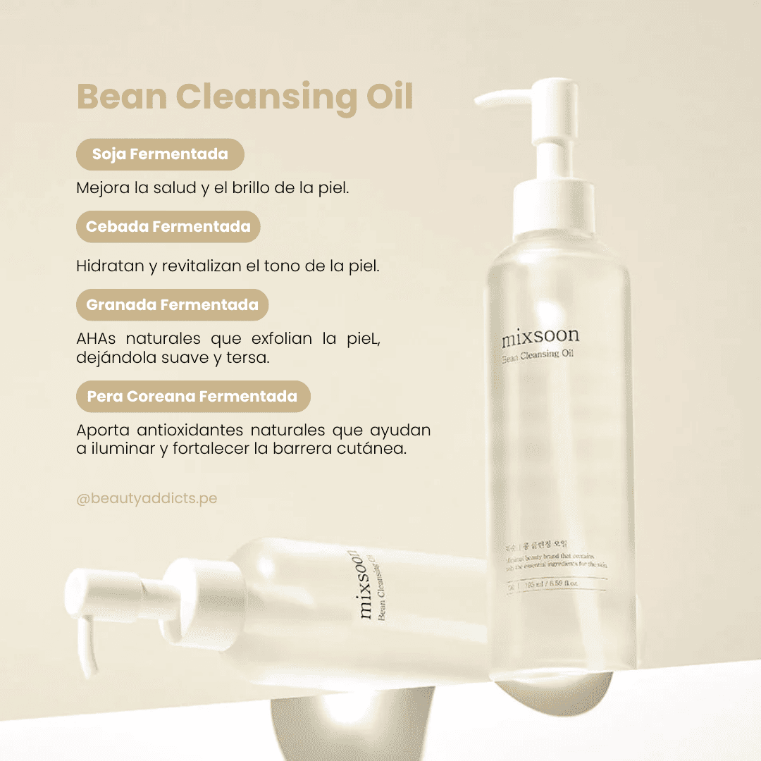 Aceite limpiador Mixsoon con extracto de soja fermentada que elimina maquillaje y limpia sin irritar