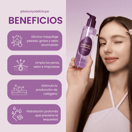 Aceite limpiador con arroz morado Eqqualberry para maquillaje y sebo