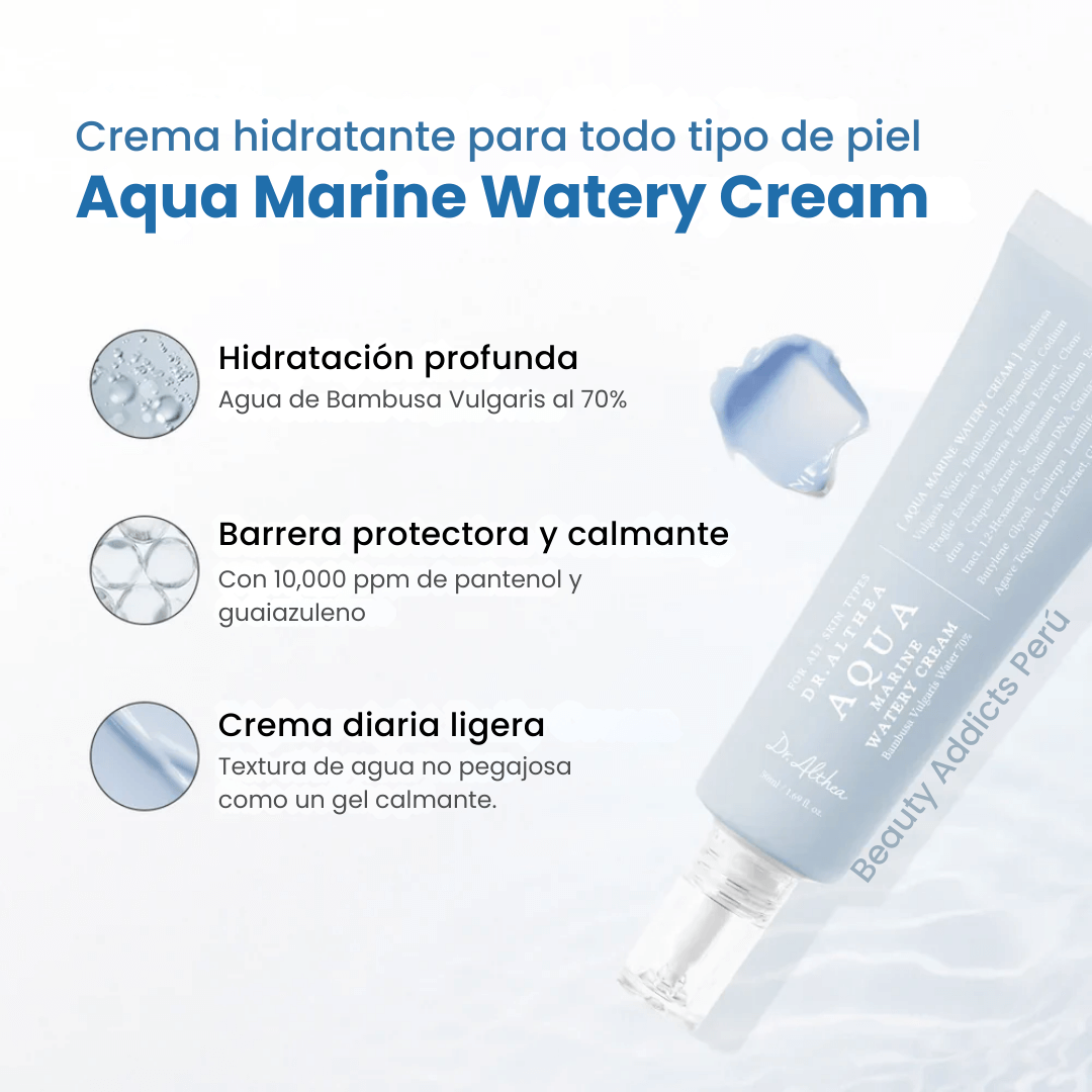 Crema facial de textura acuosa para refrescar y suavizar.