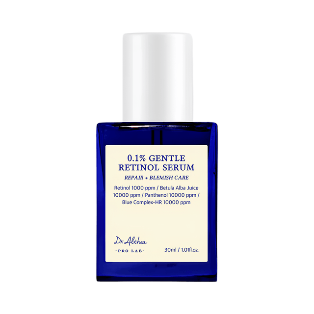 Dr. Althea 0.1% Gentle Retinol Serum con fórmula hidratante que ayuda a mejorar firmeza, suavidad y luminosidad con el uso continuo.