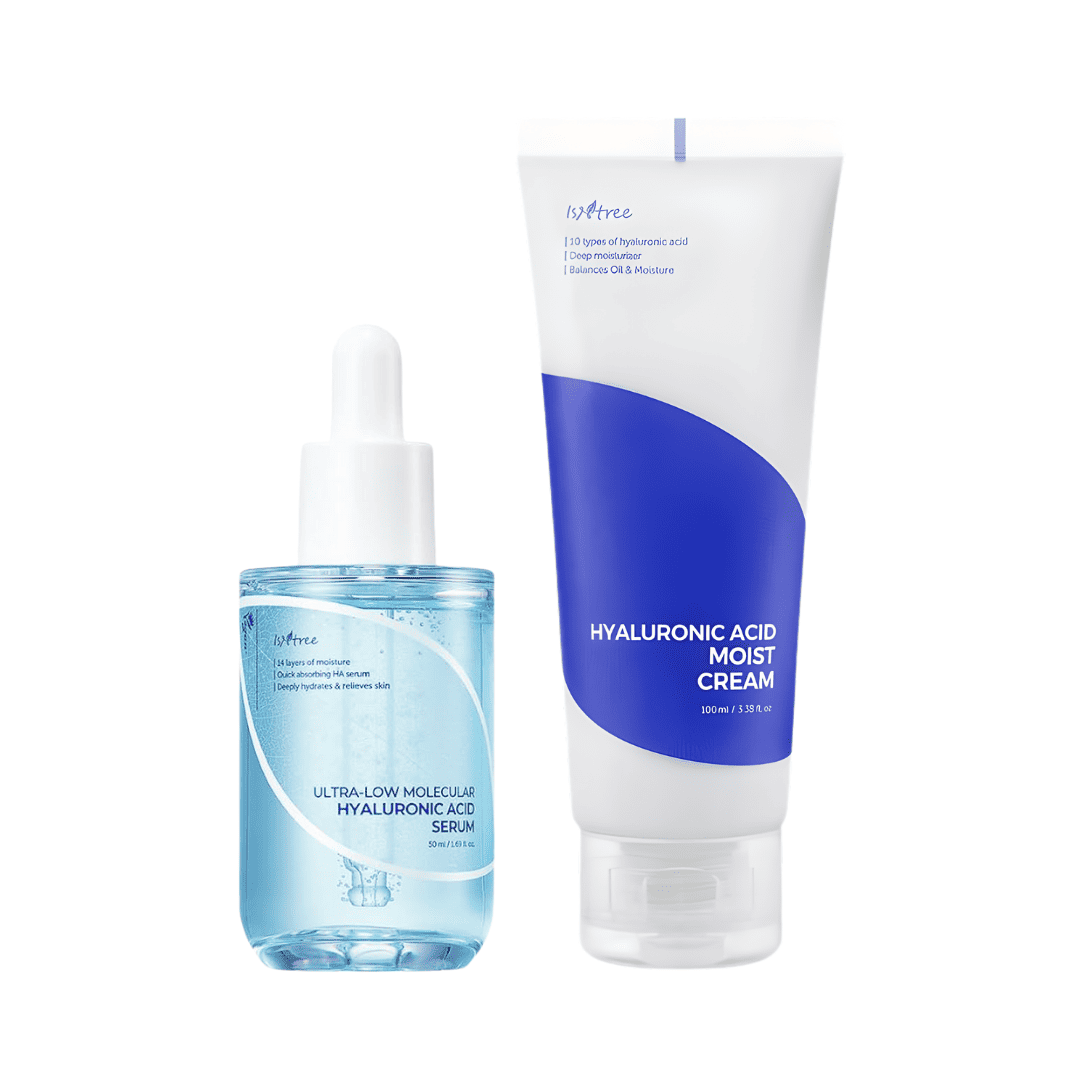 Set Isntree Dúo Hyaluronic Boost con sérum y crema para hidratar, reafirmar y revitalizar la piel seca o sensible