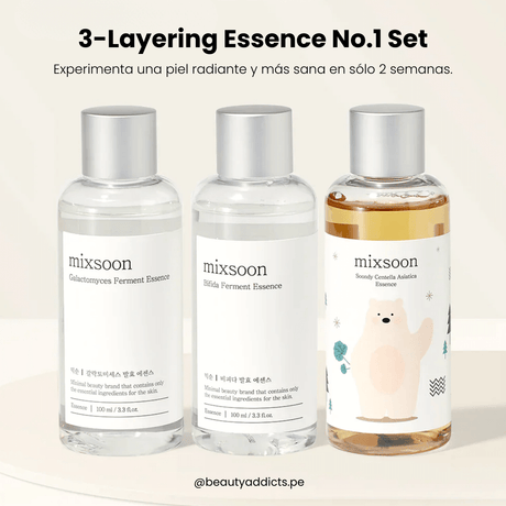 Mixsoon Essence Layering Set Nº1 con galactomyces, bifida y centella, ideal para todo tipo de piel.